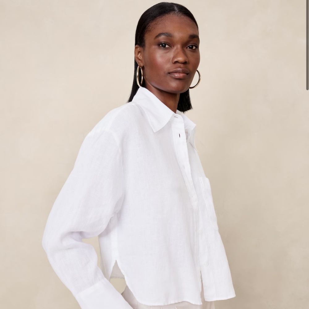 Banana Republic Boxy Crop Linen Shirt